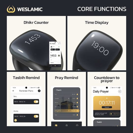 Itasbih Zikr Ring Salah Reminder recharchable - Zikr ring - Smart tasbih - Digital zikr - Dhikr counter - Islamic tech - Islamic Gift - Hajj/Umrah Gifts - Ramadan/Eid Gift