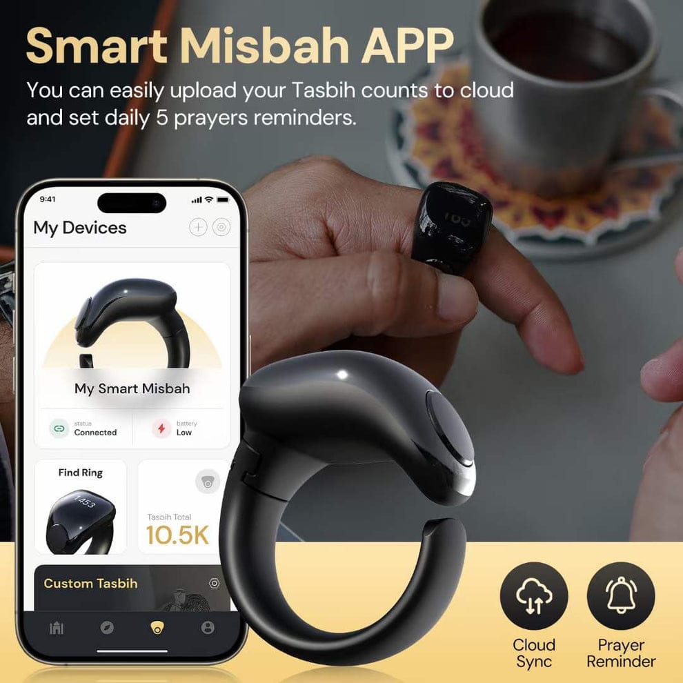 Itasbih Zikr Ring Salah Reminder recharchable - Zikr ring - Smart tasbih - Digital zikr - Dhikr counter - Islamic tech - Islamic Gift - Hajj/Umrah Gifts - Ramadan/Eid Gift